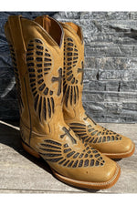 Load image into Gallery viewer, Cactus Country Women's Cream Cross Inlay Boots
