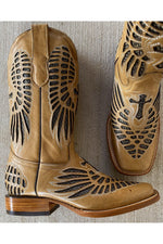 Load image into Gallery viewer, Cactus Country Women's Cream Cross Inlay Boots
