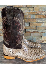 Load image into Gallery viewer, Cactus Exotic Men's Gray Ostrich Boots Square Toe