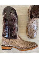 Load image into Gallery viewer, Cactus Exotic Men's Gray Ostrich Boots Square Toe