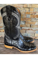 Load image into Gallery viewer, Cactus Exotic Men's Black Ostrich Boots Square Toe