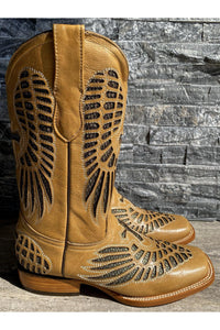 Cactus Country Women's Cream Cross Inlay Boots