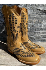 Load image into Gallery viewer, Cactus Country Women&#39;s Cream Cross Inlay Boots
