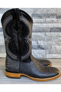 Cactus Exotic Men's Black Python Boots