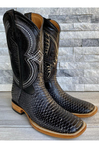 Cactus Exotic Men's Black Python Boots