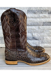 Cactus Exotic Men's Chocolate Dark Brown Caiman Belly Boots