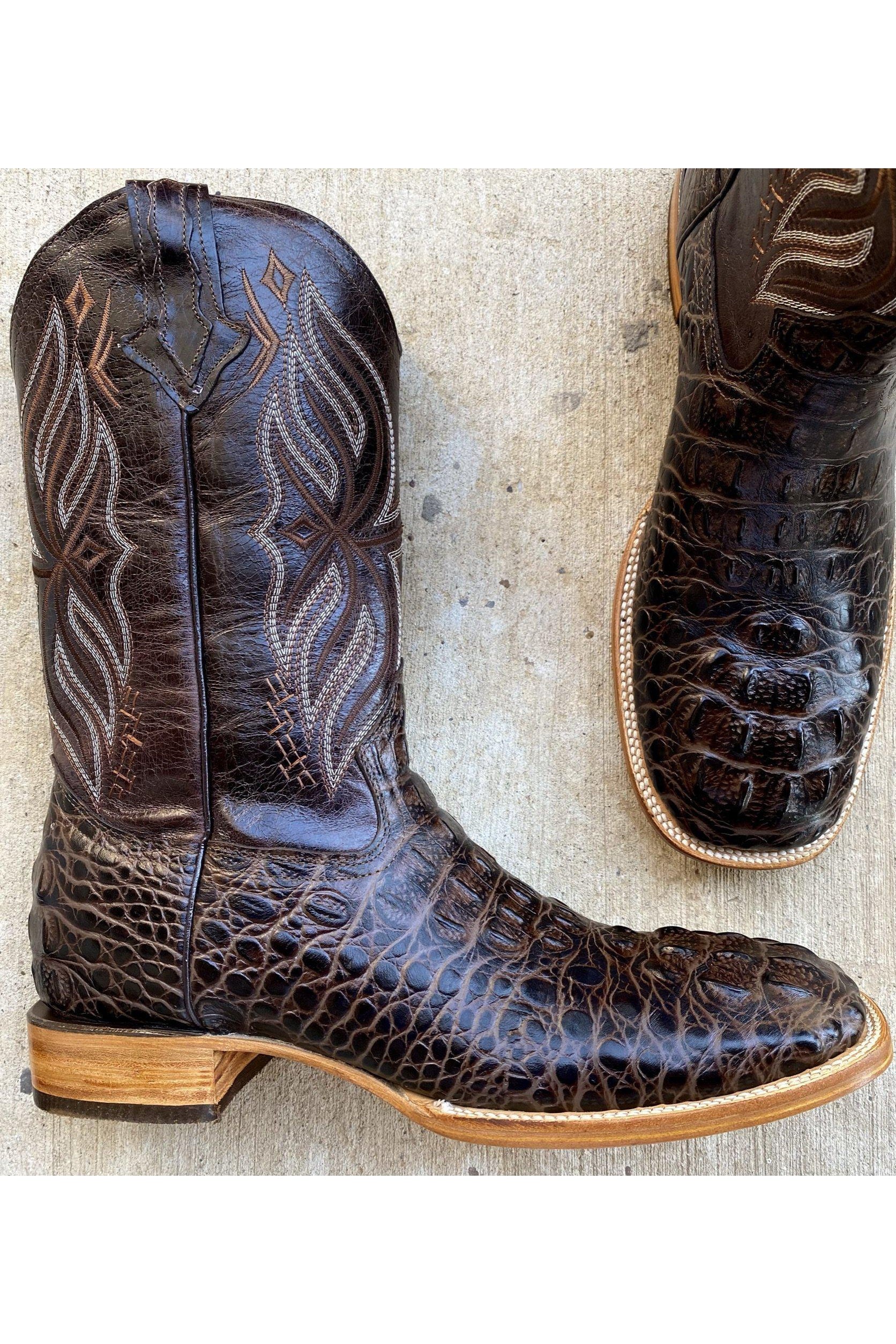 Cactus Exotic Men's Chocolate Dark Brown Caiman Belly Boots