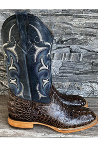 Cactus Exotic Men's Chocolate Brown Blue Caiman Belly Boots