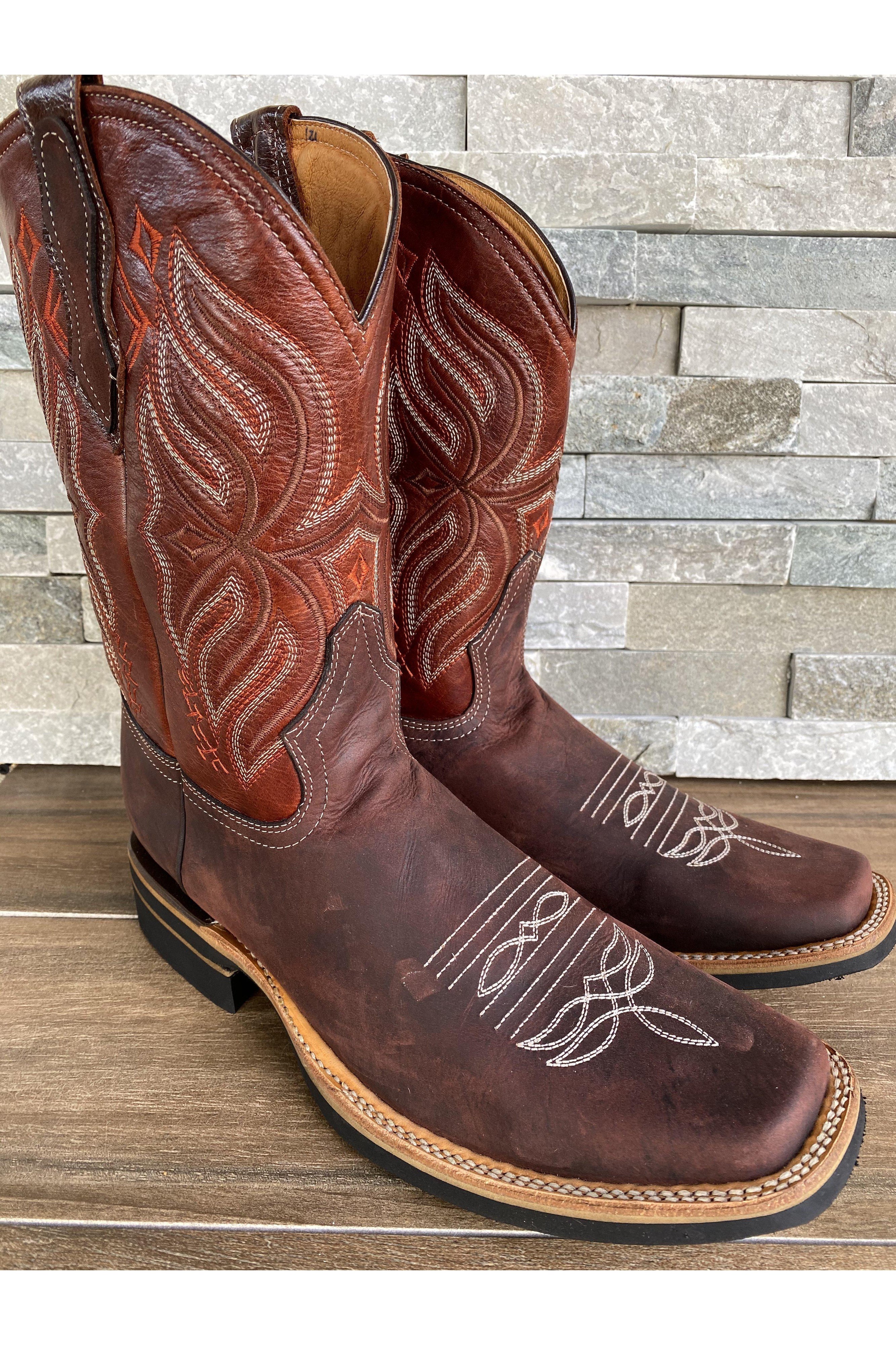 Cactus Country Men’s Dark Wine Square Toe