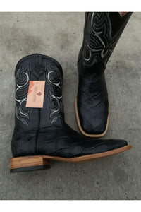 Cactus Exotic Men's Black Fish Scale Boots