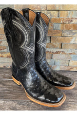 Load image into Gallery viewer, Cactus Exotic Men&#39;s Black Ostrich Boots Square Toe
