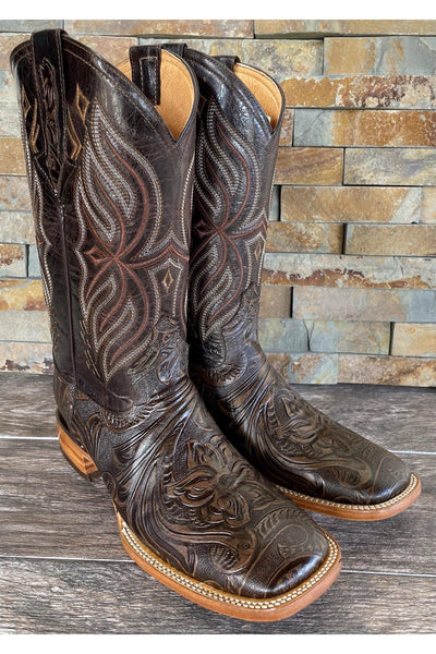 Cactus Men's Hand Tooled Dark Brown Cuero Boots – Cactus Western Wear