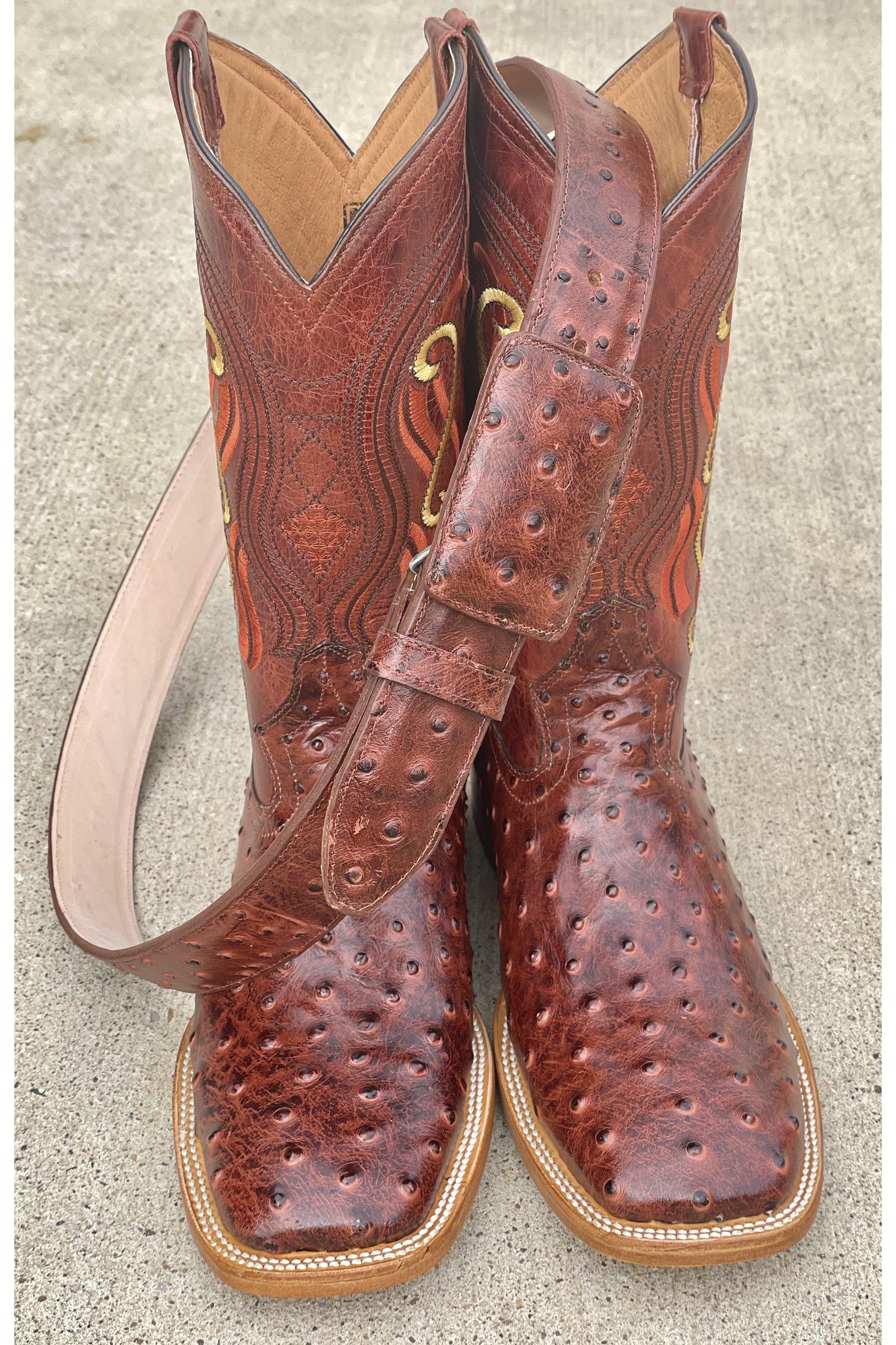 Cactus Exotic Red Ostrich Belt